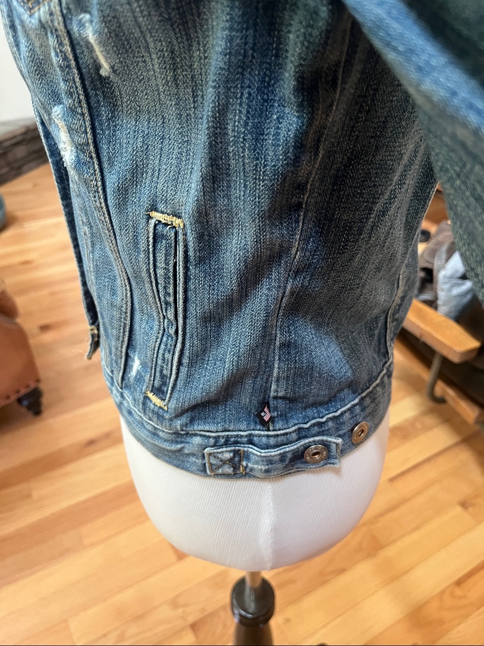 Vintage Ralph Lauren Blue Label distressed denim jacket size M - Picture 2 of 10